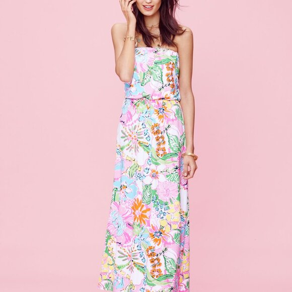 Lilly Pulitzer for Target Dresses & Skirts - Lilly Pulitzer bandeau maxi dress Nosey Nosie Posey strapless stretchy blouson